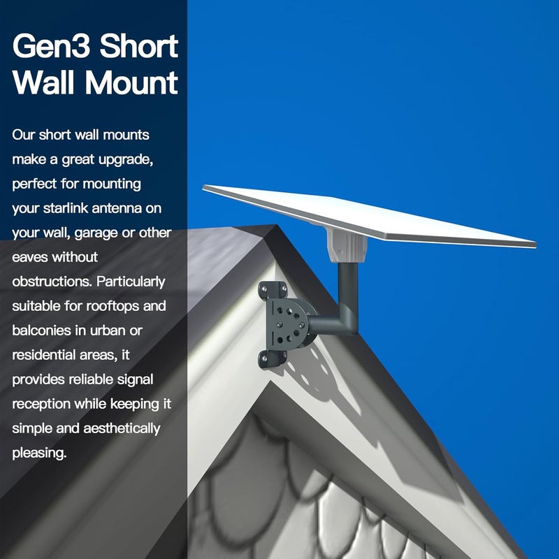 Foboull Starlink Standard Short Wall Mount Kit–Compatible with Gen3/V3 Standard Dish, Outdoor Roof Mount,Includes Starlink Adapter - Image 2